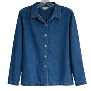 Cherokee Vintage Denim Button Front Cropped Shirt Jacket 100% Cotton Medium